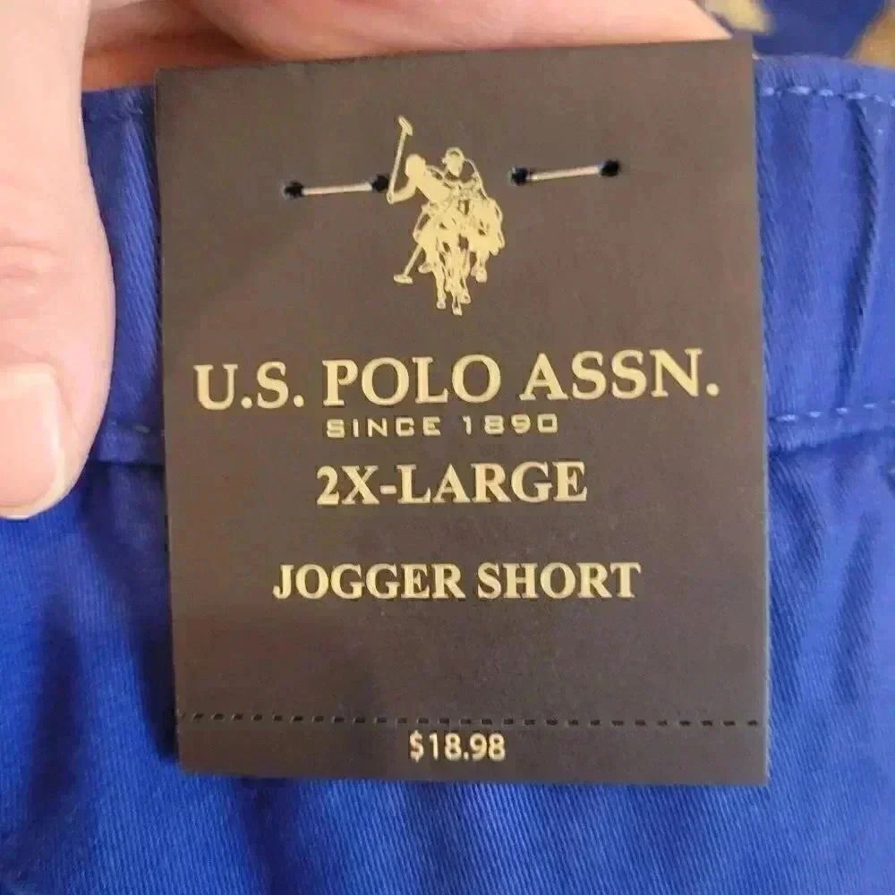 US Polo Assn Men's Blue Stretch Twill Jogger Pull On Shorts NEW NWT sz 2XL. - Picture 4 of 10